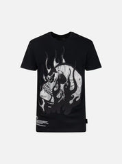 T-shirt flames skull